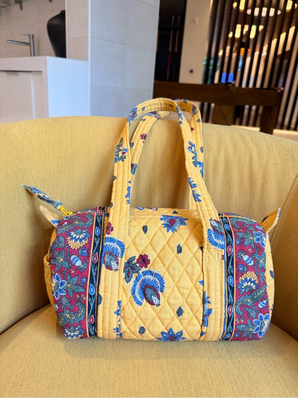 Rare Vintage 90s Y2K Vera Bradley French Yellow Small Duffle Bag Made USA - Picture 11 of 15